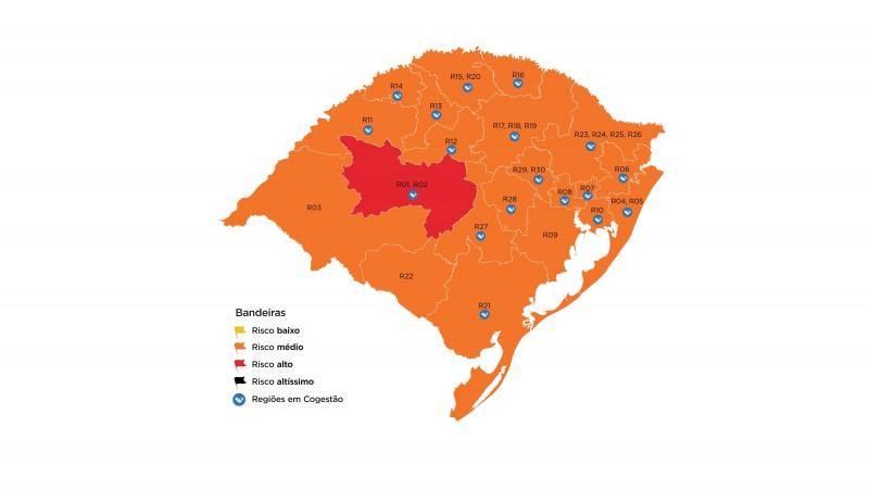 22ª semana do Distanciamento Controlado tem apenas uma região em vermelho; Guaíba segue em laranja