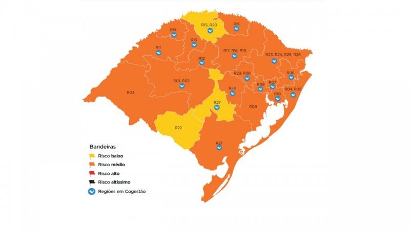 Mapa preliminar permanece com três bandeiras amarelas na 24ª semana do Distanciamento Controlado