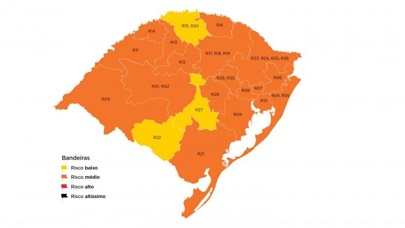 Sem recursos, mapa definitivo da 24ª rodada do Distanciamento Controlado tem três regiões em amarelo e 18 em laranja