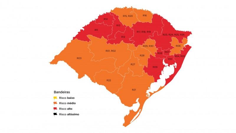 Região Guaíba e outras dez ficam em bandeira vermelha no mapa preliminar da 28ª rodada do DC