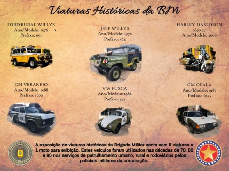 Veículos históricos da Brigada Militar são expostos em Porto Alegre
