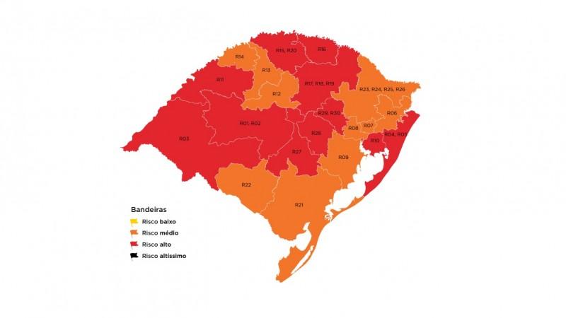 Guaíba retorna à bandeira laranja no mapa preliminar da 39ª rodada do DC; 11 regiões ficam em vermelho