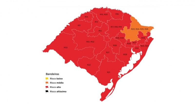 Mapa preliminar fica com 20 regiões em vermelho e apenas uma em laranja na 37ª rodada