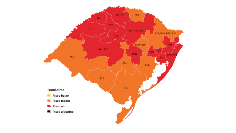 Ao indeferir recursos, mapa definitivo da 40ª rodada permanece com 13 regiões em vermelho; Guaíba fica em laranja