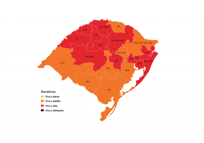 Guaíba permanece na bandeira laranja no mapa preliminar da 40ª rodada; número de regiões em vermelho aumenta