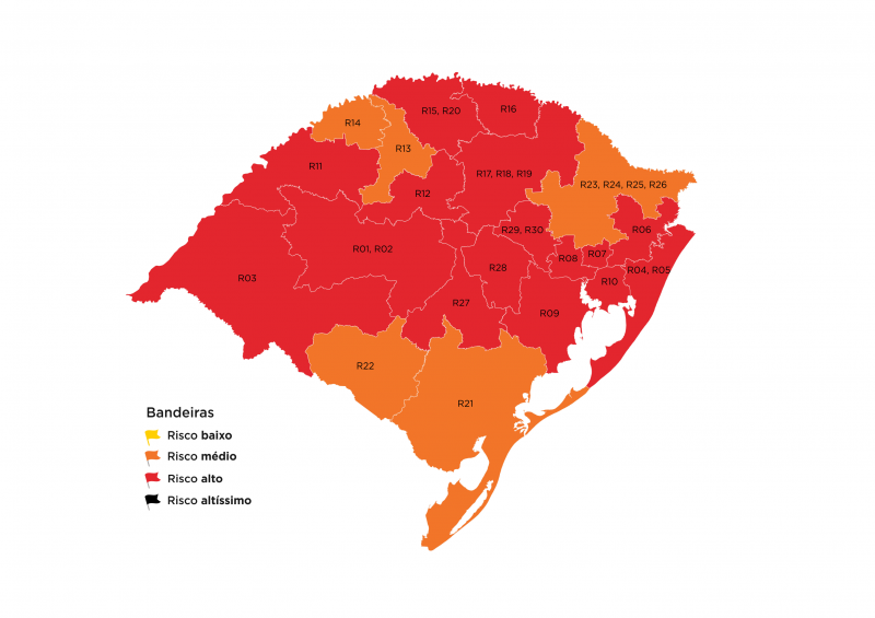 Guaíba retorna à bandeira vermelha no mapa preliminar da 41ª rodada junto a outras 15 regiões