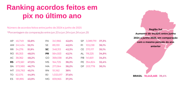 Pagamento de dívidas com Pix cresce 44% na região Sul, aponta Serasa