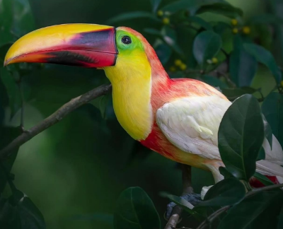 Tucano leucístico de garganta amarela é flagrado na Costa Rica