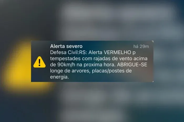 Defesa Civil estreia alerta emergencial por celular na Região Metropolitana durante vendaval