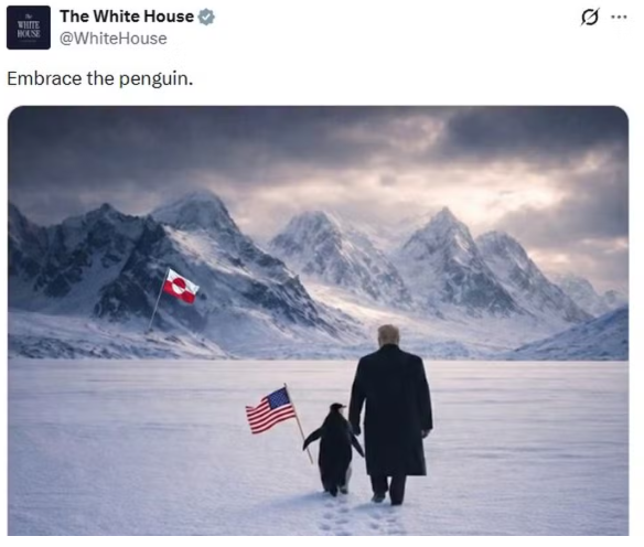 Postagem da Casa Branca sobre a Groenlândia gera repercussão nas redes sociais