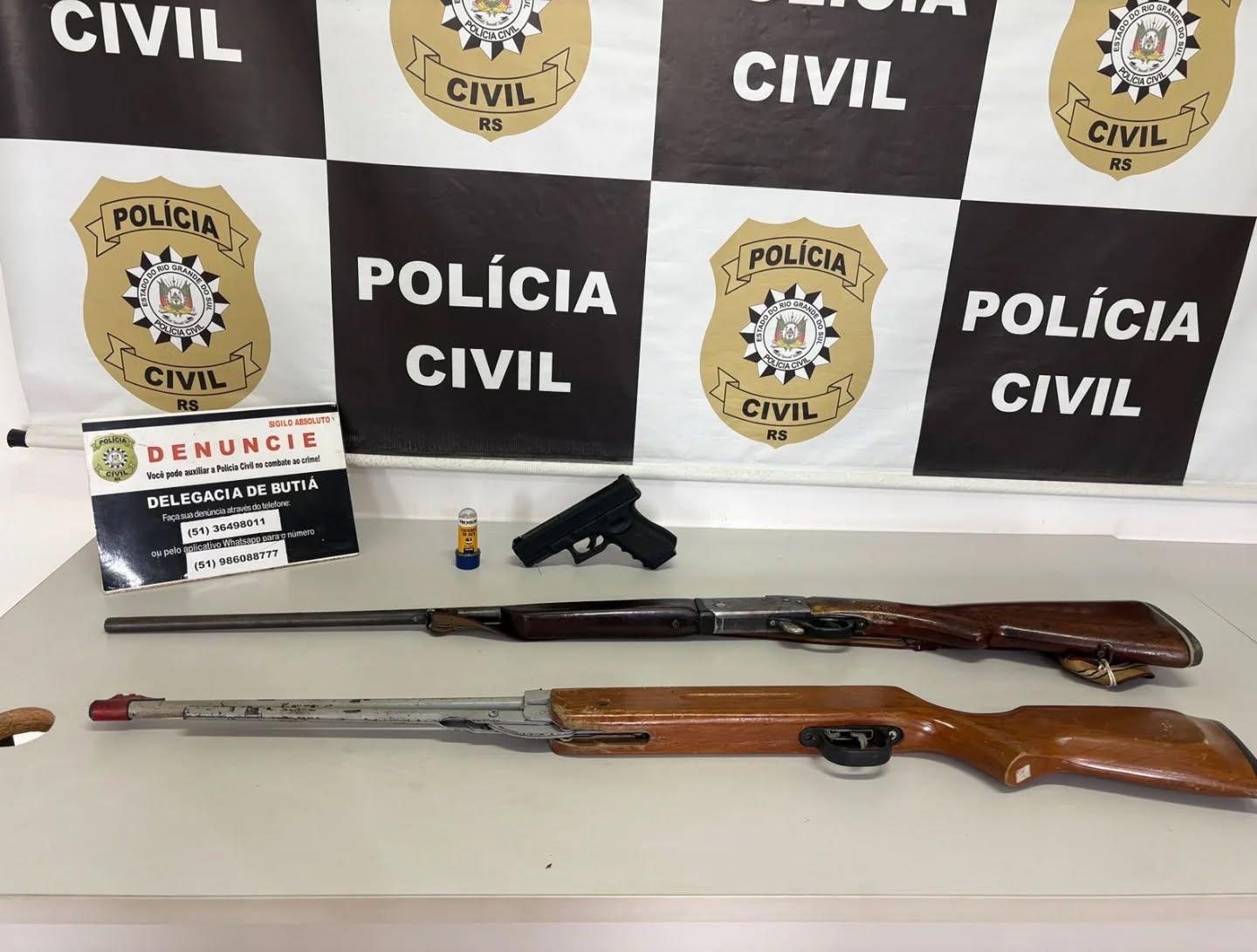 Mandado de busca resulta na apreensão de arma e prisão de homem investigado por perseguição em Minas do Leão