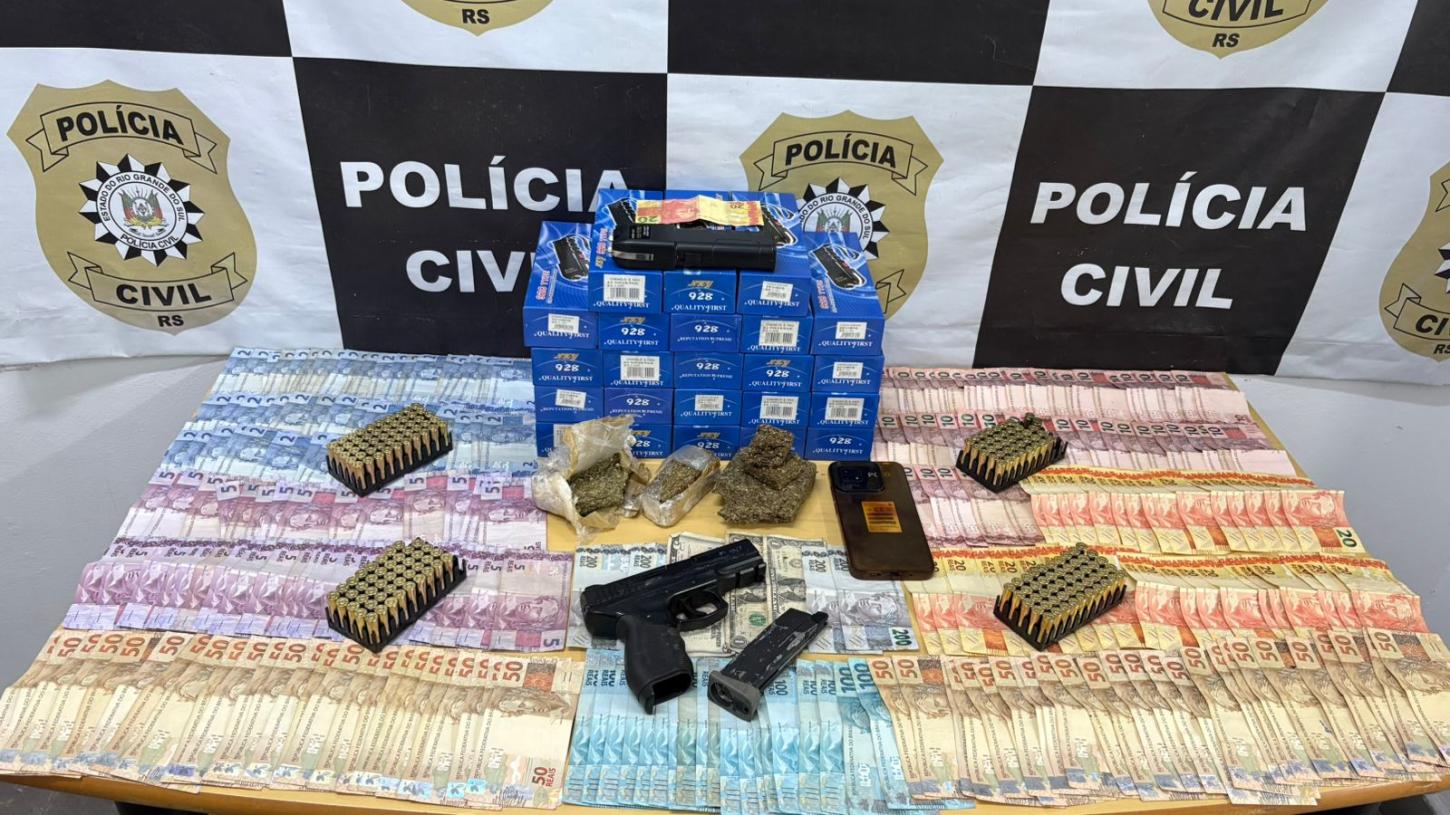 Polícia Civil prende homem por tráfico de drogas e posse de munição em Guaíba