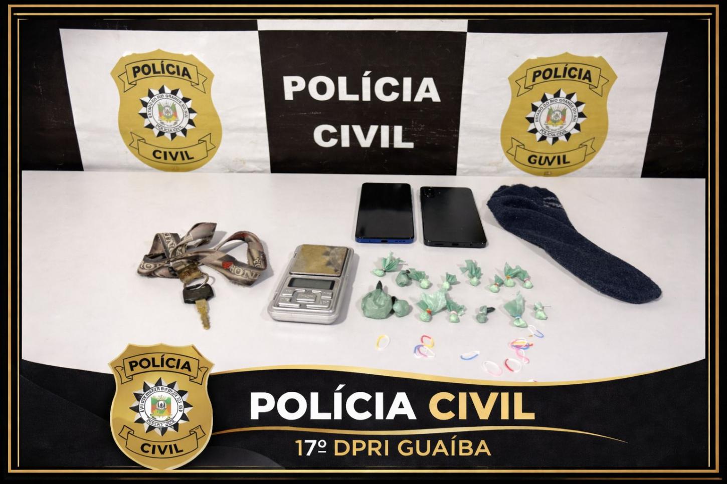 Dupla é presa com 15 porções de cocaína em ação da Polícia Civil em Charqueadas