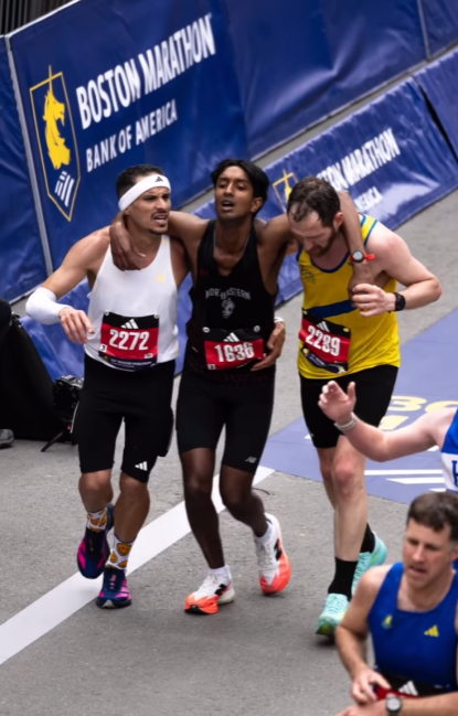 Brasileiro vira manchete por ato de empatia na Maratona de Boston