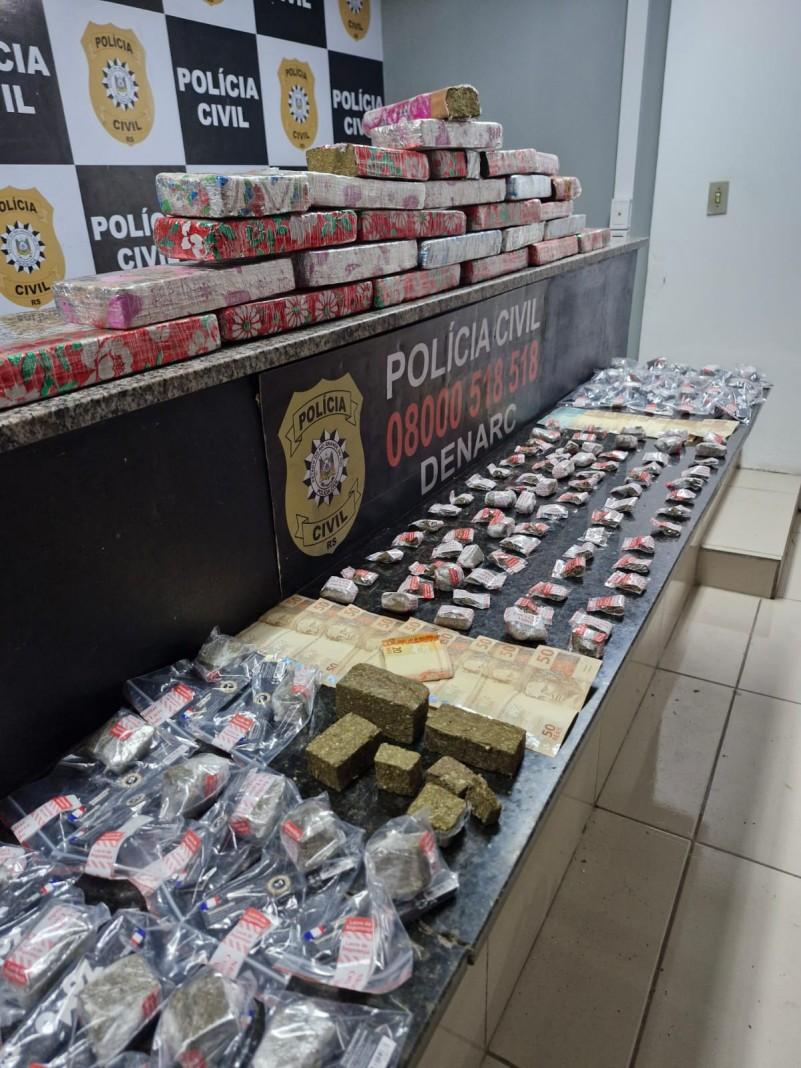 Operação do Denarc resulta em duas prisões e apreensão de 16 quilos de maconha em Porto Alegre