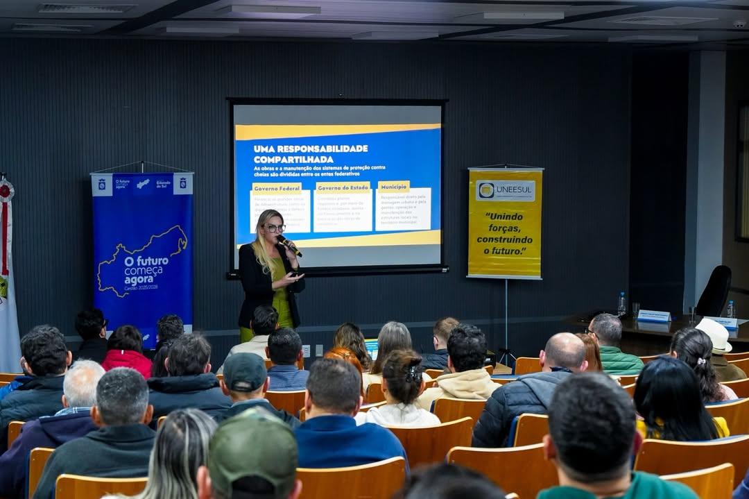 Empresários acompanham apresentação do anteprojeto do dique de proteção contra enchentes em Eldorado do Sul