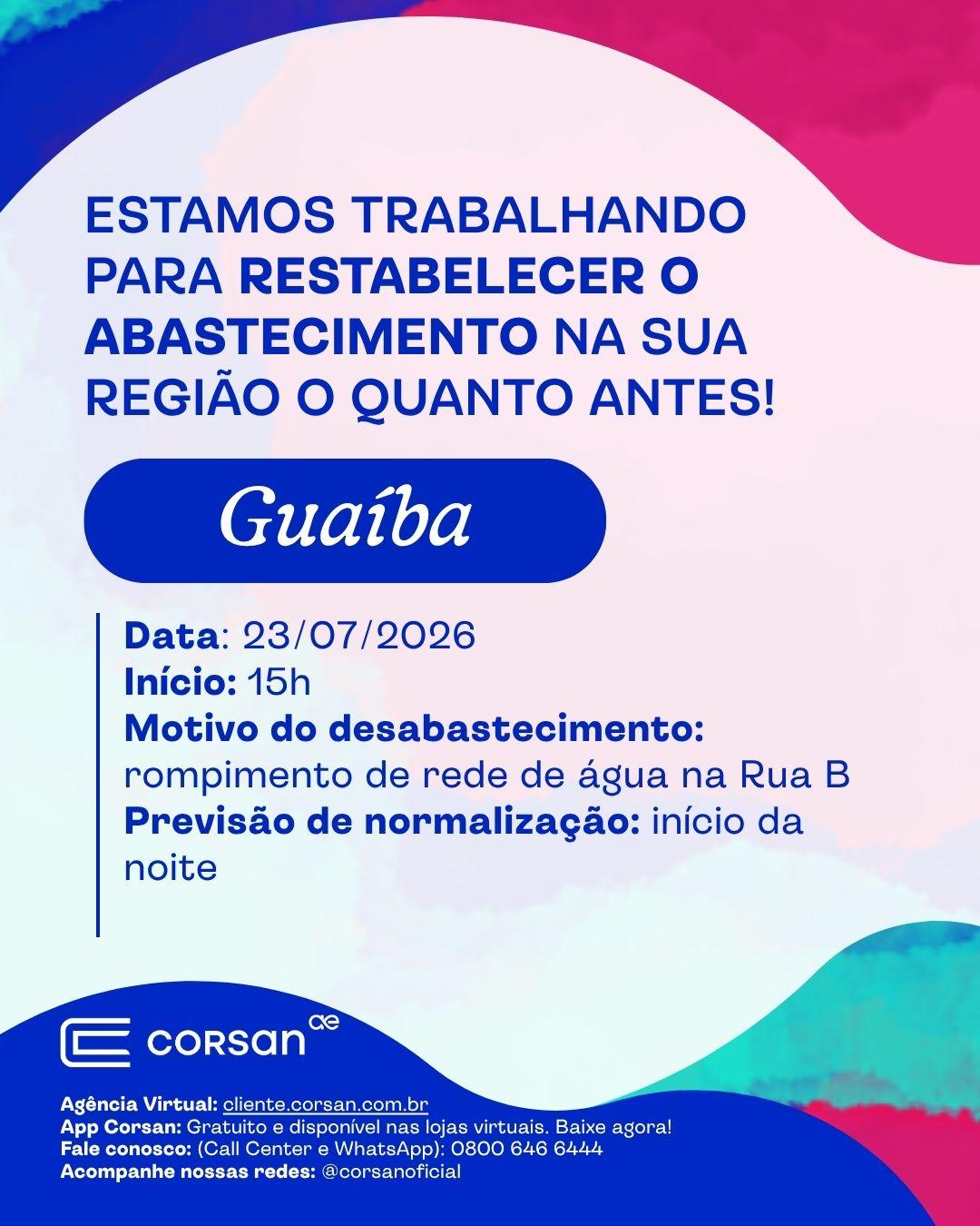 Guaíba: rompimento de rede afeta abastecimento de água em dois bairros