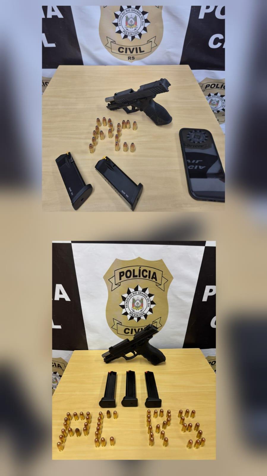 Polícia Civil apreende armas durante operação contra suspeitos de ameaça em Guaíba