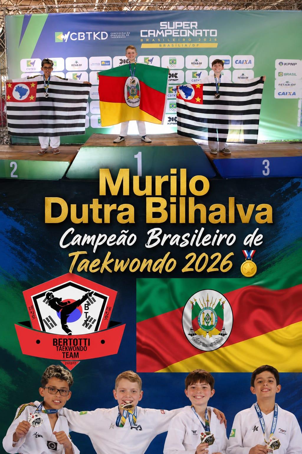 Atleta de Guaíba vence quatro lutas e conquista título de campeão brasileiro de Taekwondo em Brasília