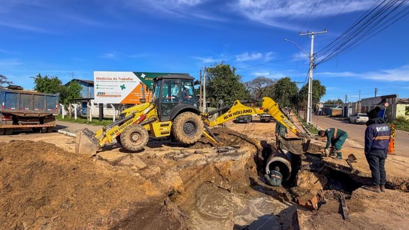 Obras de drenagem avançam na Avenida Mário Ribeiro para reduzir alagamentos em Eldorado do Sul