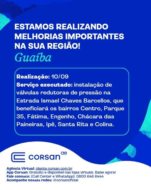 Corsan instala novas válvulas e beneficia oito bairros de Guaíba nesta quinta-feira
