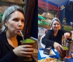 Elize Matsunaga reaparece tomando chimarrão em trailer e imagens repercutem nas redes sociais