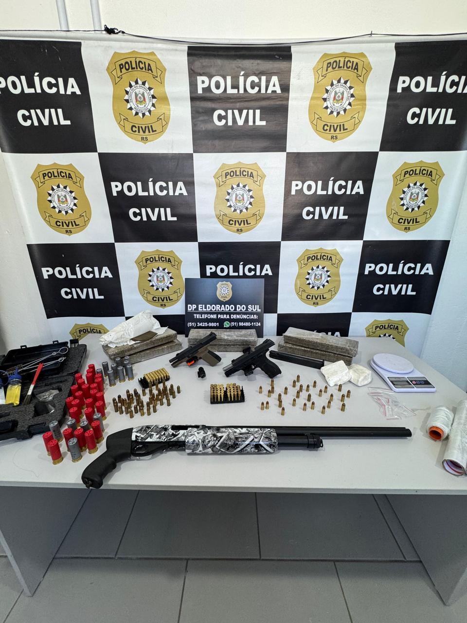 Polícia apreende grande quantidade de dr0g4s, armas e mais de 200 munições em operação contra o tráfico em Eldorado do Sul