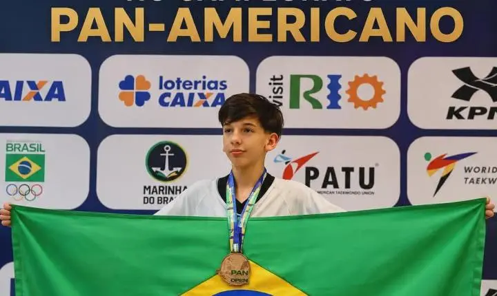 Atleta de Guaíba conquista medalha de bronze no Campeonato Pan-Americano de Taekwondo no Rio de Janeiro