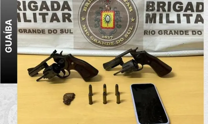 Brigada Militar prende homem por porte ilegal e apreende duas armas em Guaíba