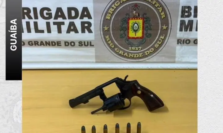 Brigada Militar prende homem por violência doméstica e apreende revólver calibre 38 em Guaíba