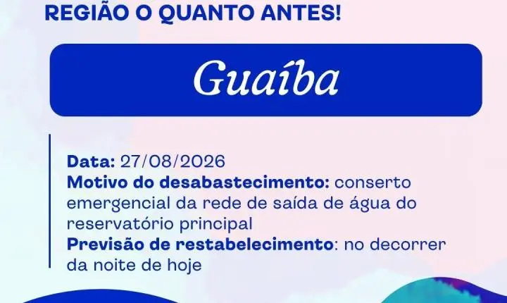 Conserto emergencial pode afetar abastecimento de água em bairros de Guaíba nesta quinta-feira