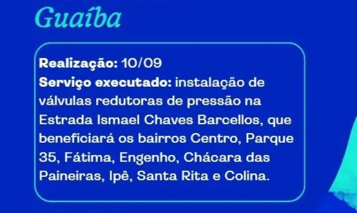 Corsan instala novas válvulas e beneficia oito bairros de Guaíba nesta quinta-feira