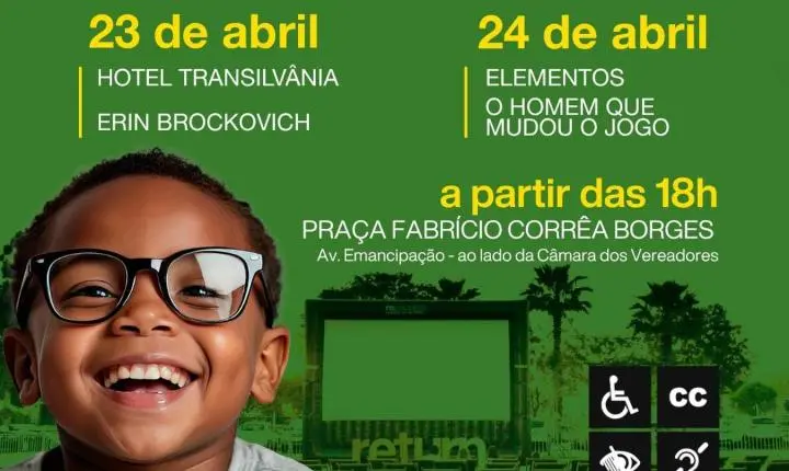 Eldorado do Sul terá duas noites de cinema ao ar livre com sessões gratuitas nos dias 23 e 24 de abril