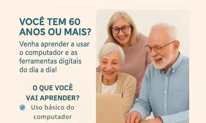 Escola Solon Tavares abre inscrições para cursos gratuitos de informática voltados a pessoas com 60 anos ou mais