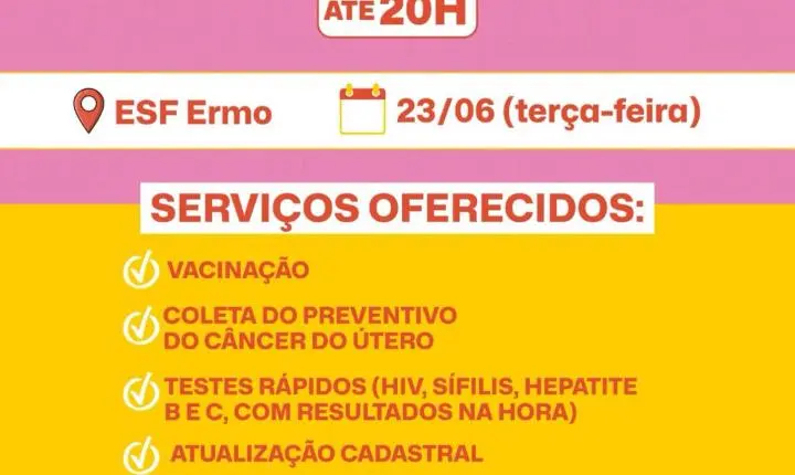 ESF Ermo terá atendimento estendido até as 20h nesta terça-feira em Guaíba