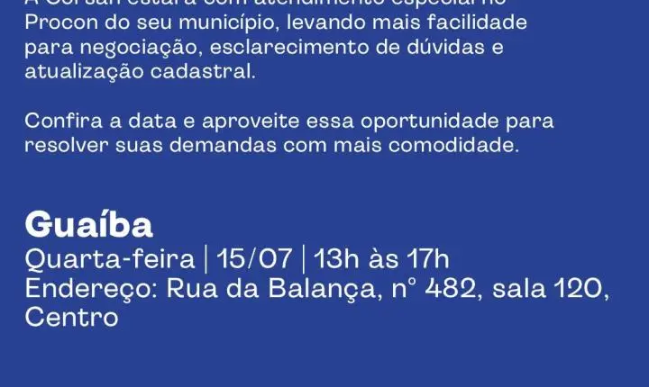 Guaíba recebe atendimento especializado da Corsan no Procon nesta quarta-feira