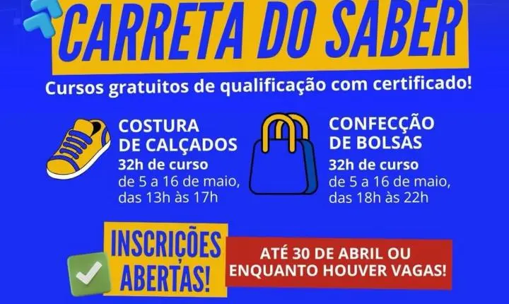 Inscrições para cursos gratuitos da Carreta do Saber em Barra do Ribeiro terminam na quinta-feira