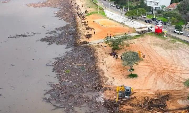 Prefeitura de Guaíba informa remoção de cerca de 220 toneladas de resíduos da orla após temporais